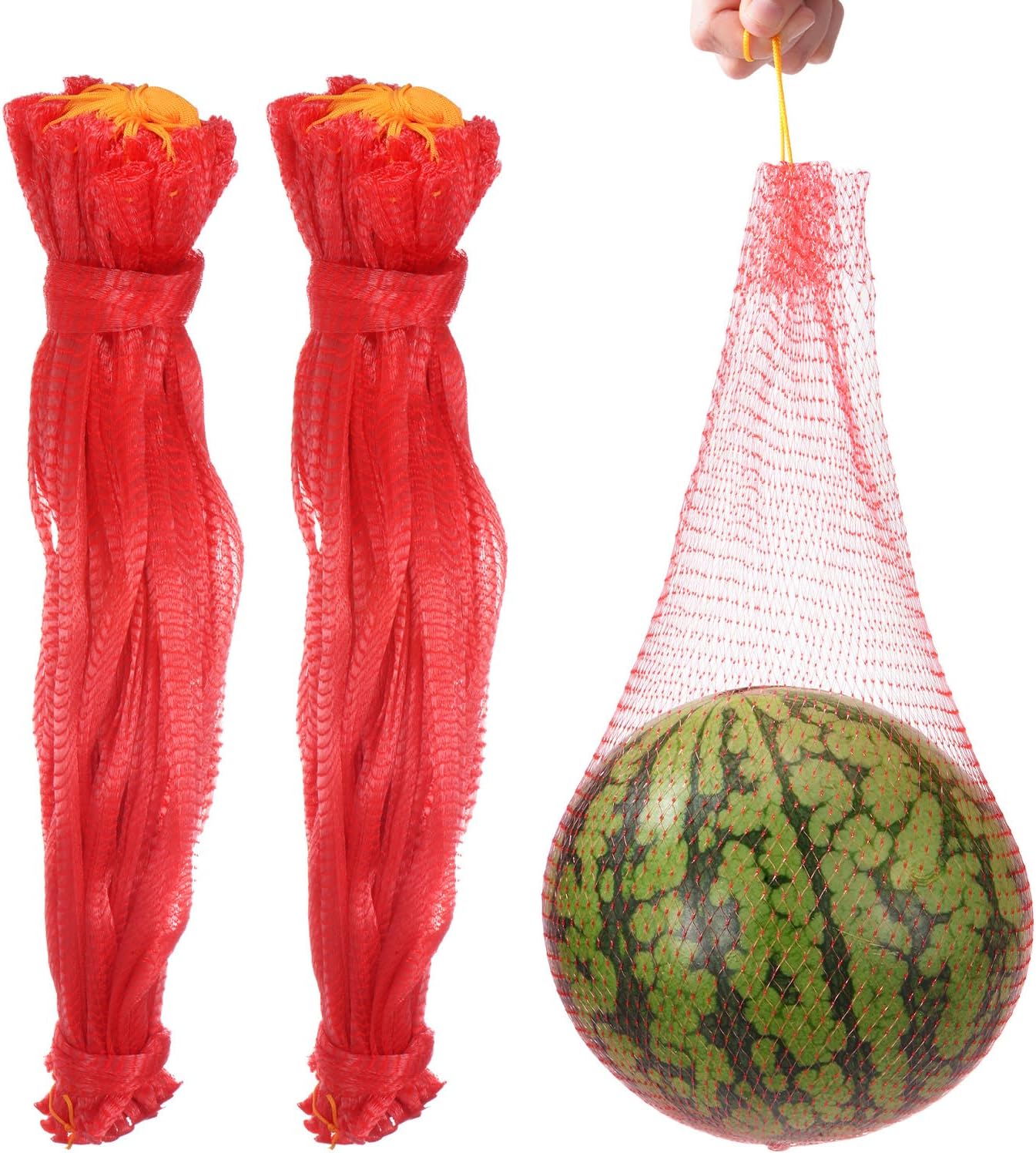 M METERXITY 100 Pcs Watermelon Nets - 50cm/20 Inches Melon Hammock Hanging Watermelon Support Nets Bags Reusable Melon Nets Melon Hammock for Trellis Apply to Garden(27lbs, Red)