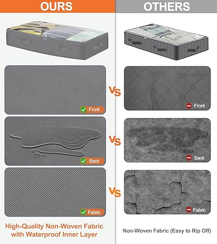 Miniatura 3 de punemi Almacenamiento debajo de la cama con ruedas y divisores ajustables, 31.5 x 17 x 7.9 pulgadas de alto debajo de la cama 50L con ventana