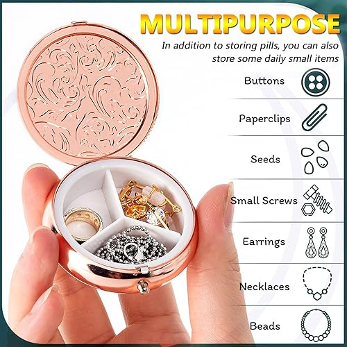 Miniatura 5 de Pastillero con 3 compartimentos o cartera para pastilleros (2 piezas) con llavero impermeable, caja de medicina portátil (2 piezas)  Pequeño