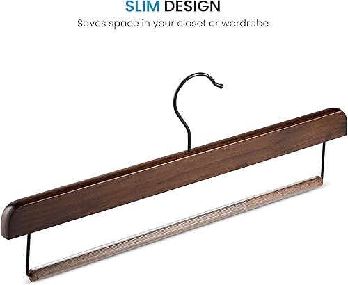 Miniatura 3 de Perchas de madera para pantalones, perchas delgadas y elegantes que ahorran espacio, (Vintage, 10)