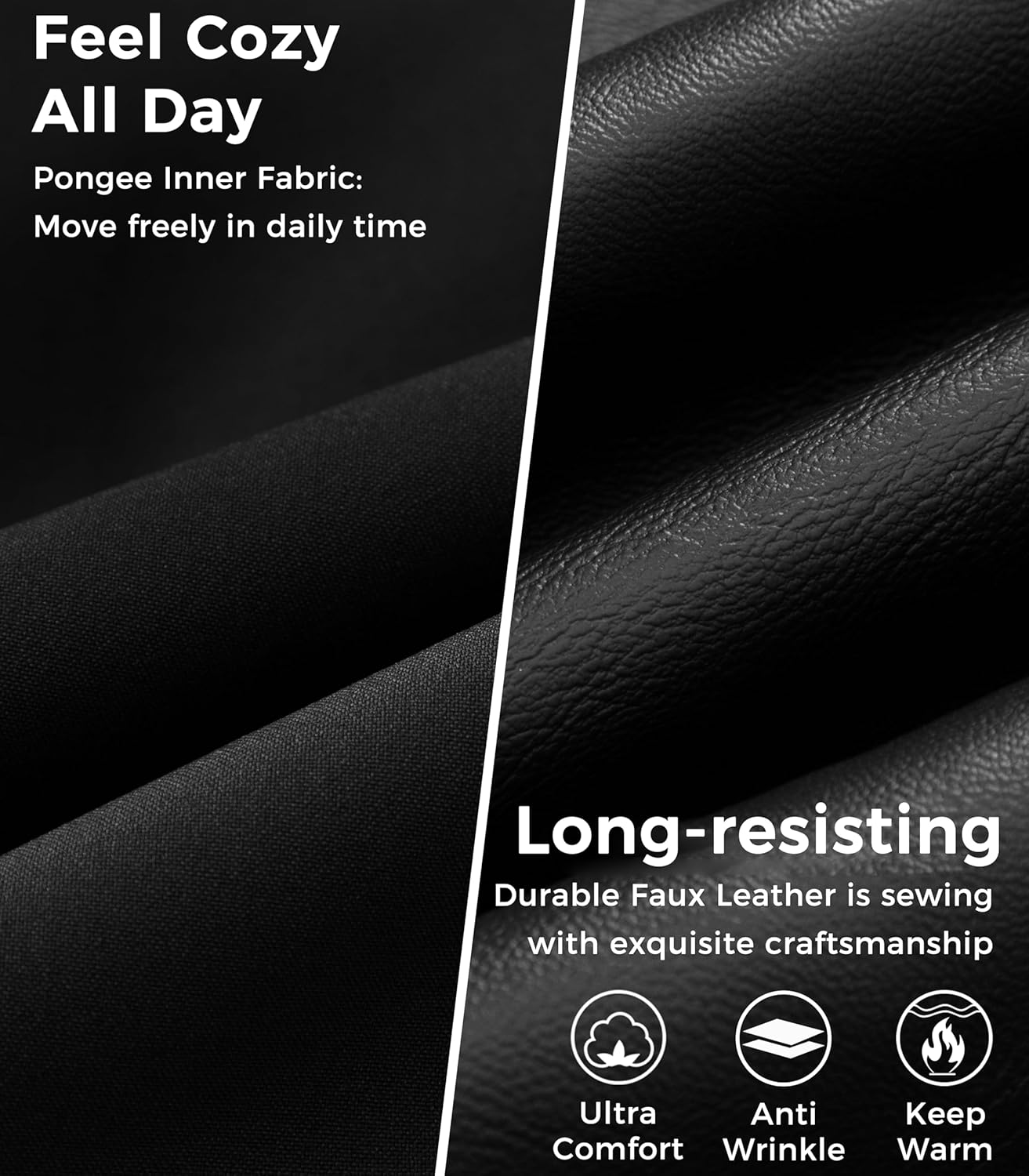 Wantdo Boy's Faux Leather Jacket Zipper Up Hoodie Zipper Coat with Removable Hood - Image 4