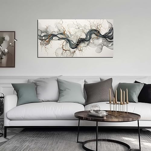 Miniatura 3 de Arte abstracto de pared para sala de estar, decoración de pared en negro, blanco y dorado, para oficina, impresiones modernas, arte de pared para