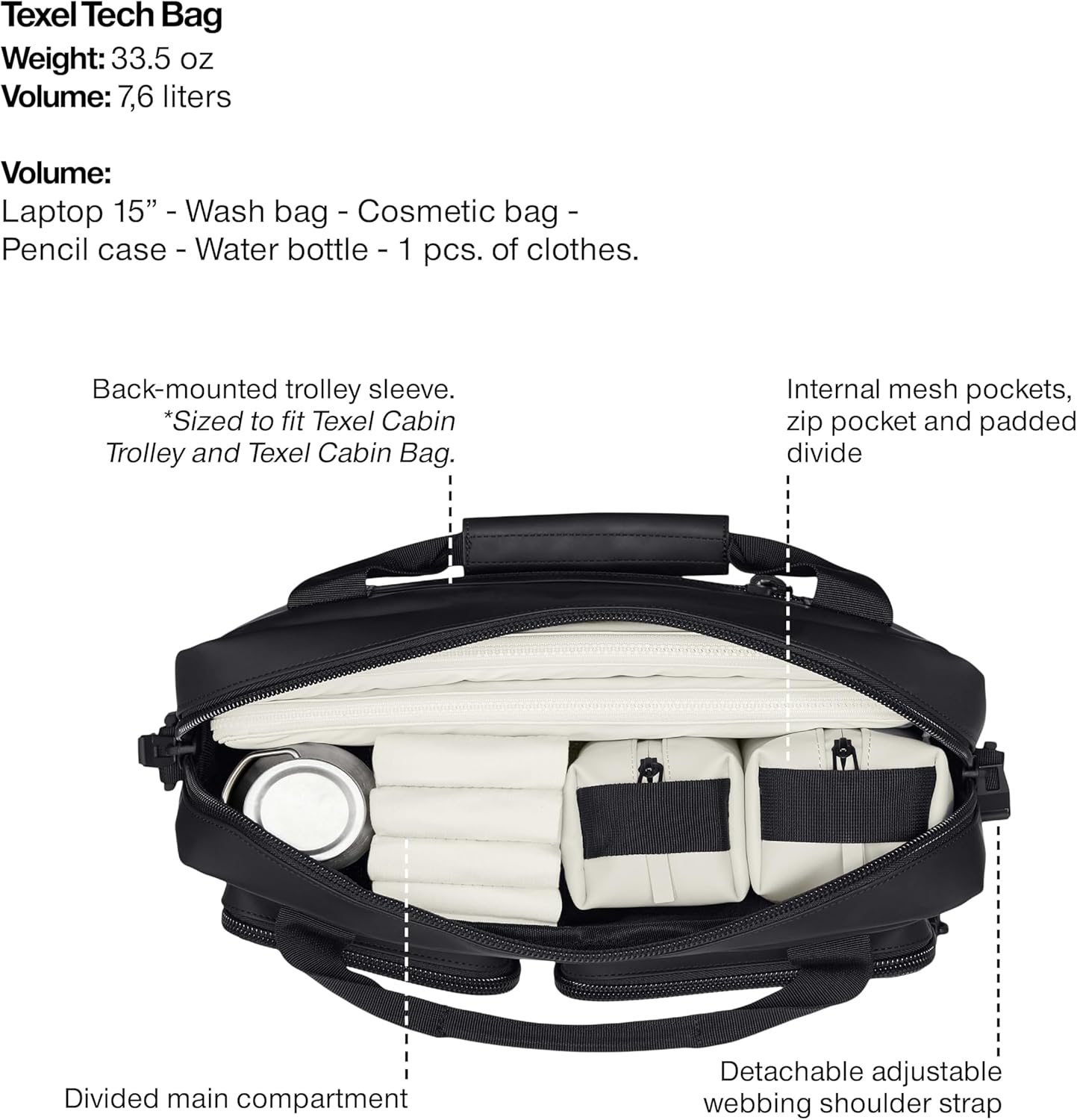 RAINS Texel Tech Bag - Black Waterproof Water Resistant Water Repellent Laptop Bag Unisex Commuter Travel Case 15" Computer Sleeve Tech Organizer - 2 Year Warranty - Image 4