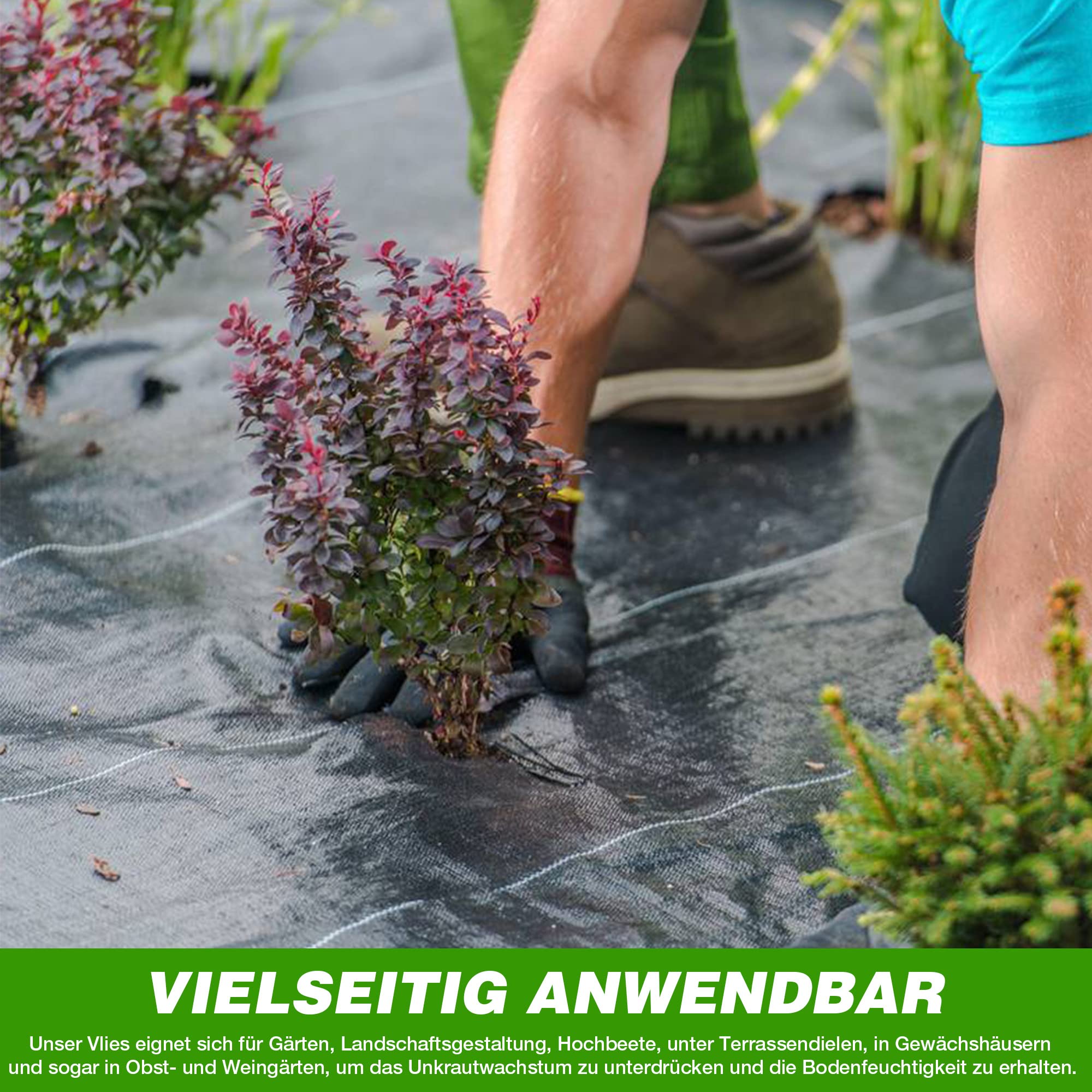 GroundMaster Unkrautvlies Extra Stark (2 m Breit x 10 m Lang) - 100g/m² Unkrautvlies Wasserdurchlässig, Bodengewebe Unkrautflies für Garten, Hochbeet, Einfahrt usw., Anti Unkrautvlies Pflanzfolie