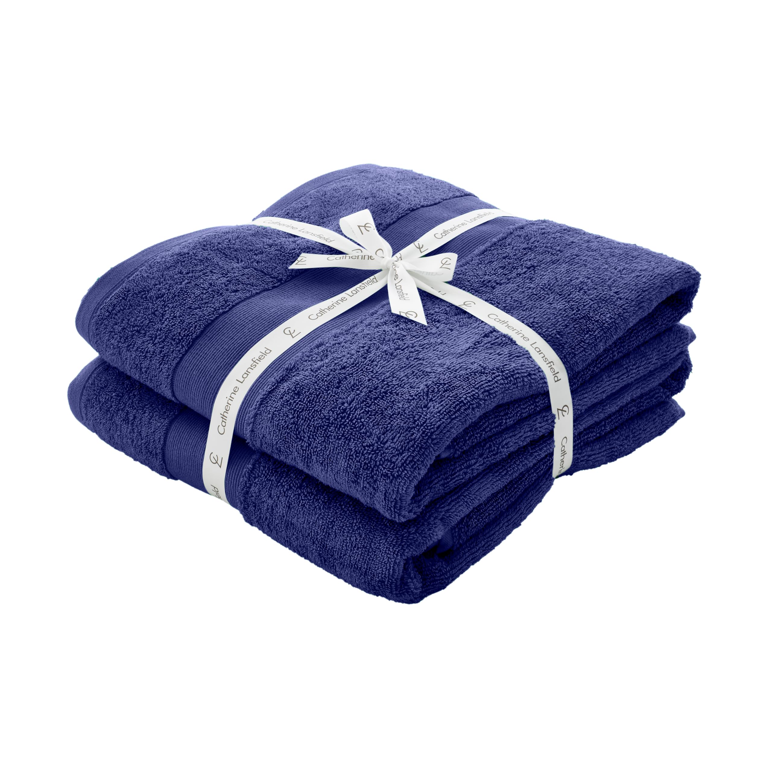 Catherine Lansfield Navy Blue Anti Bacterial Soft & Absorbent Cotton Bath Sheet Pair