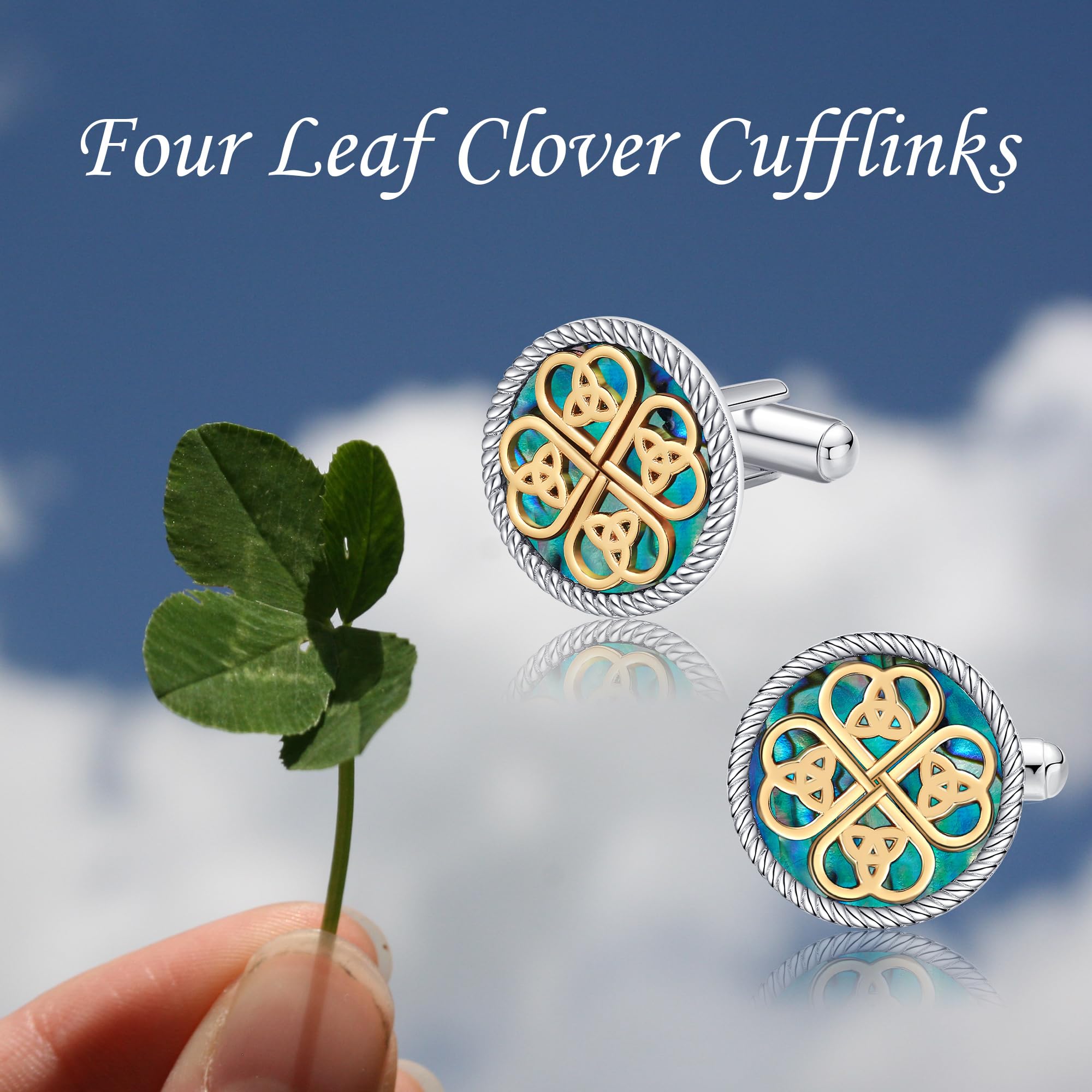 Lebensbaum/Kleeblatt Manschettenknöpfe 925 Sterling Silber Manschettenknöpfe Schmuck Geschenk für Herren Männer