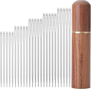 Mr. Pen- Large Eye Needles for Hand Sewing, 50 pcs, Assorted Sizes with Wooden Storage Tube, Sewing Needles, Embroidery Big Silver, (LENW050M304)