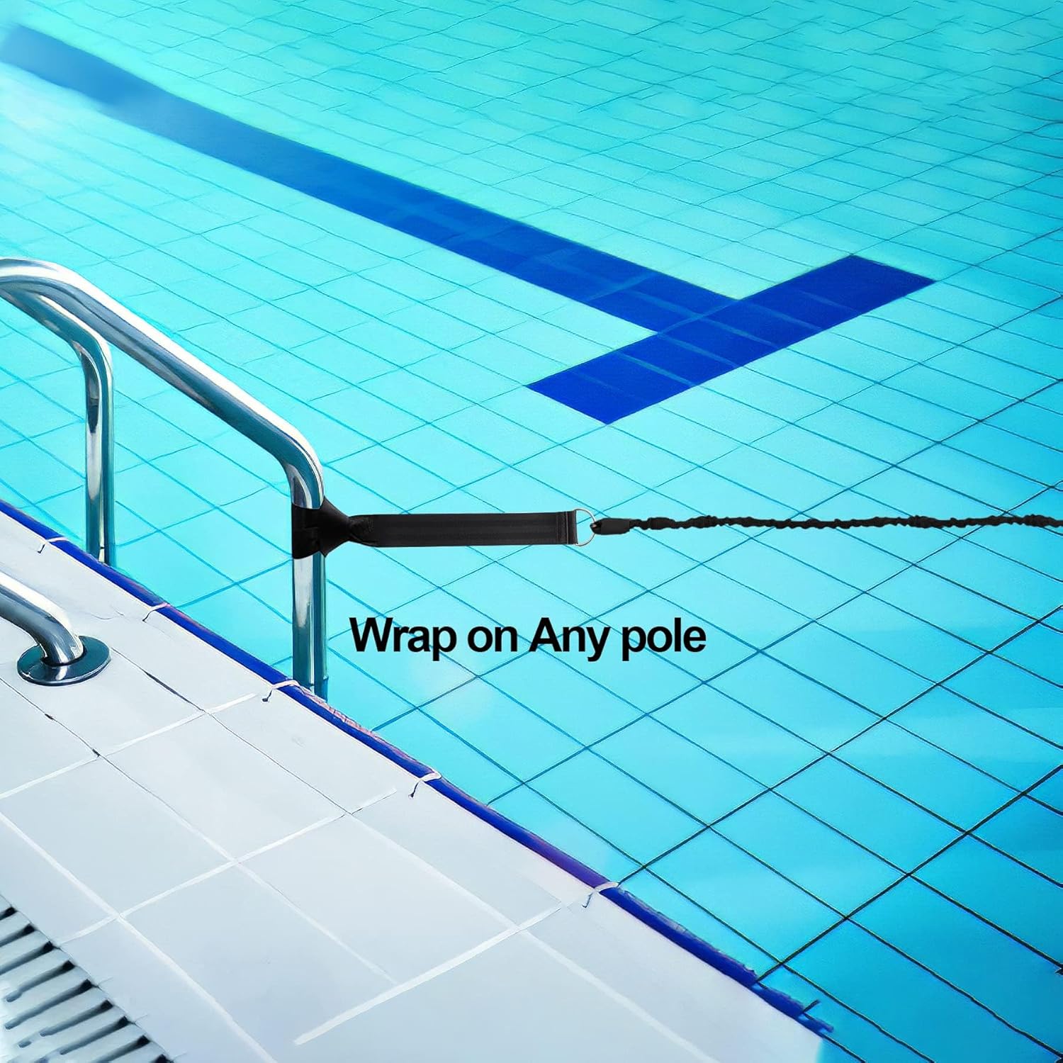 Hikeen Swimming Training Belt - 4M Tether for Swim in Place, Stationary Harness, Aquatic Resistance Belt