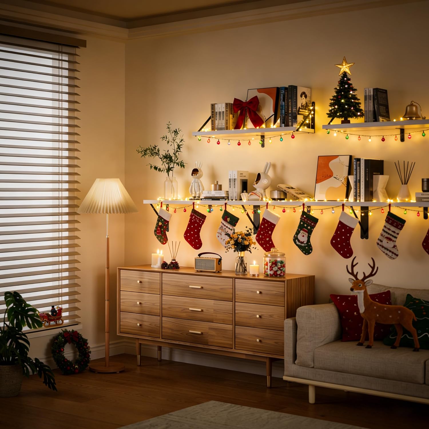 Heimlove Floating Shelves for Wall, 16 Inch Long Wood Floating Shelves Set of 3, Wall Mounted Hanging Shelf for Bathroom Bedroom Kitchen, White