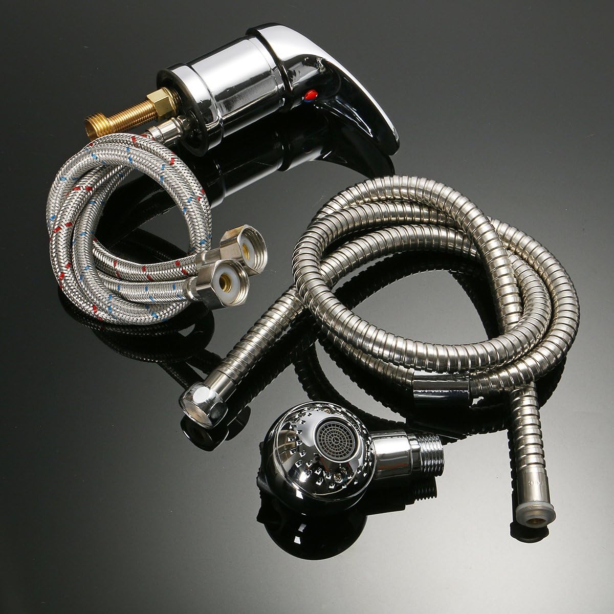 127cm Beauty Salon Shampoo Bowl Sink Hot & Cold Faucet Spray Hose Repalcement