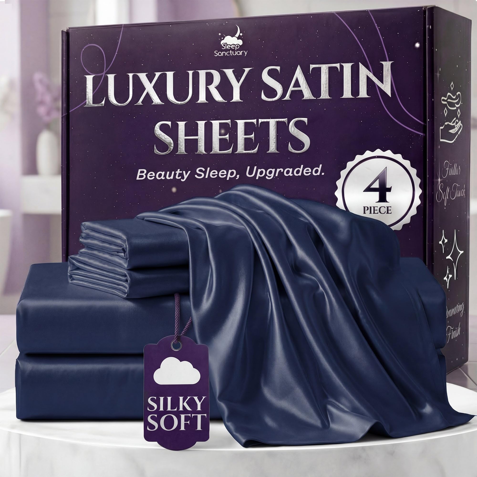 SLEEP SANCTUARY Satin Sheet Set King