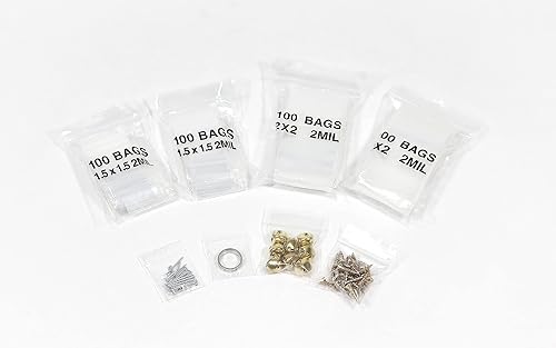 Miniatura 3 de Paquete de 400 bolsas pequeñas de plástico transparente de 2 mil, 2 tamaños surtidos, 1.5 x 1.5 pulgadas, bolsas de plástico transparente duradero
