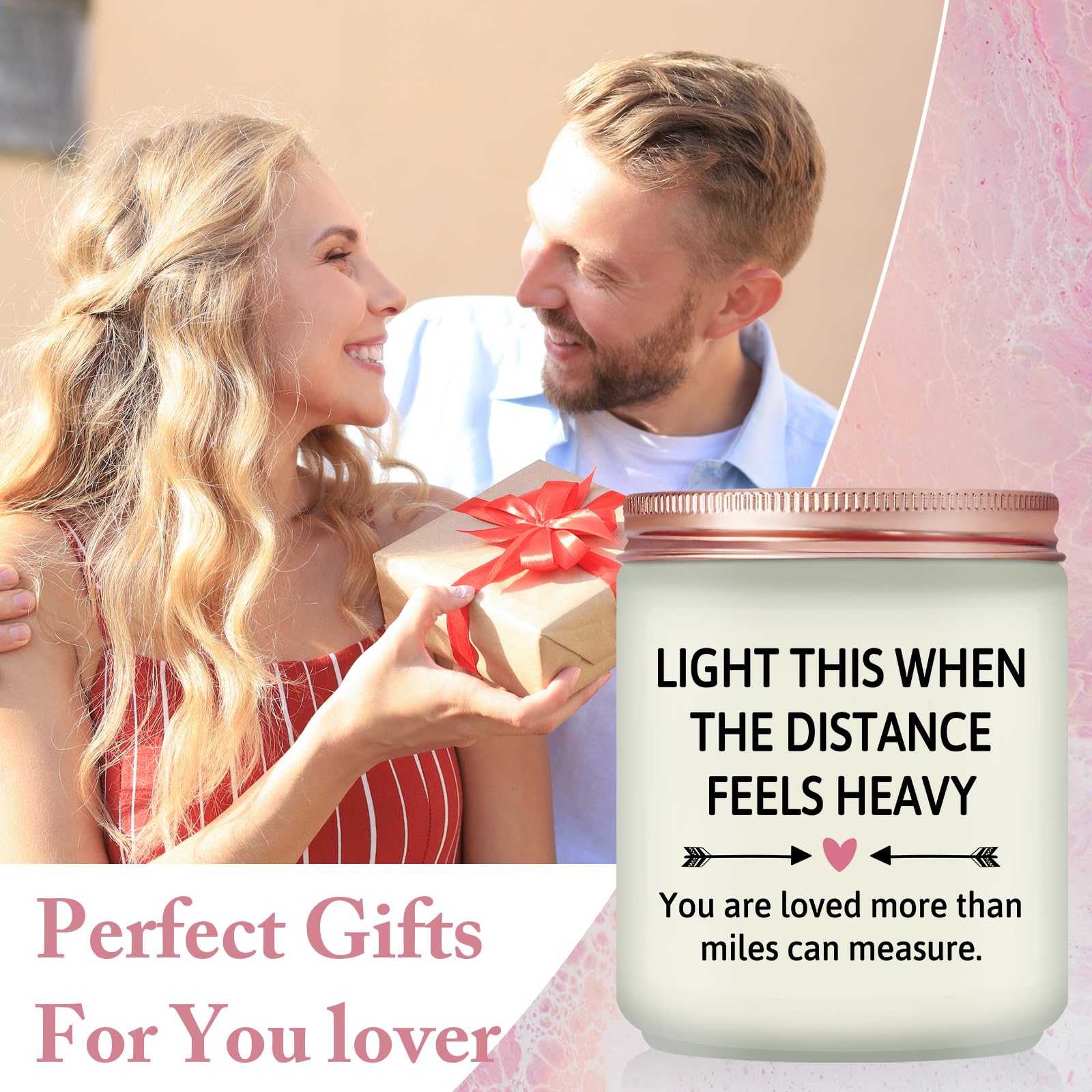 Long Distance Relationship Gifts for Him, Her - Christmas Birthday Valentines Day Candle Gifts for Long-Distance Friendship Gift for Boyfriend, Girlfriend - Lavender Scented Candle