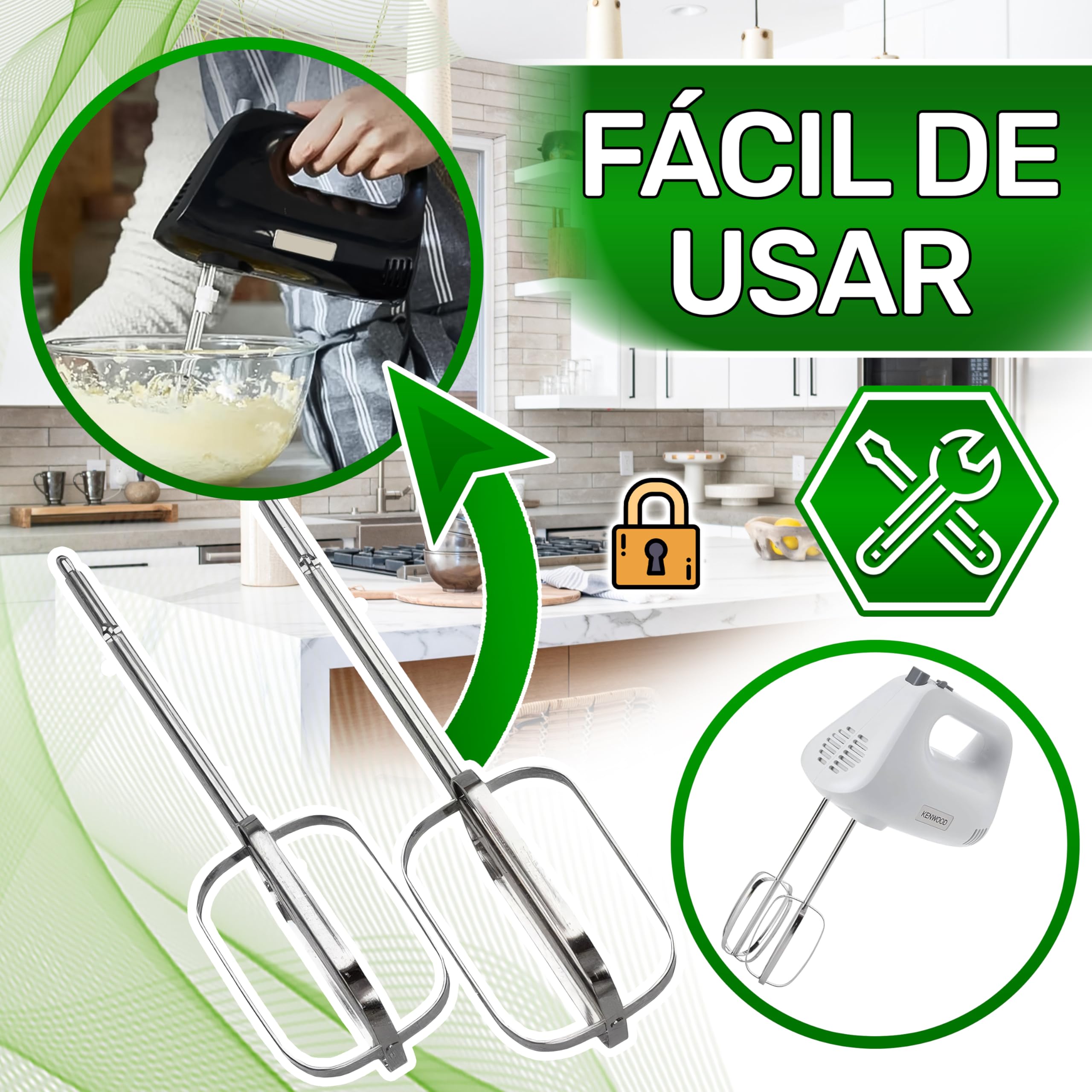 ONIX TECH 2 Piezas Varillas para Batidora de Mano con Código Original KW717421 para Kenwood - Garantía de 5 Años