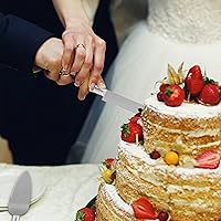 Vista 6 de Homi styles Juego de 2 cuchillos y servidores negros para tartas, cortador de pasteles y espátula, servidor de pasteles y cuchillos con agarre