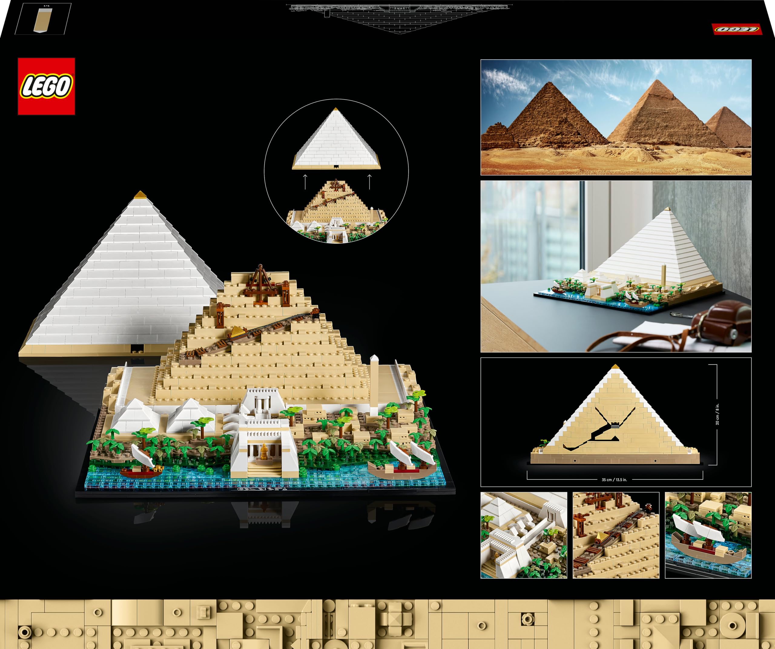 LEGO Architecture La Grande Piramide di Giza, Decorazione per la Casa, Idea Regalo per Adulti, Uomini, Donne, Mamma, Papà, Hobby Creativi con le Costruzioni, Collezione Monumenti Famosi 21058