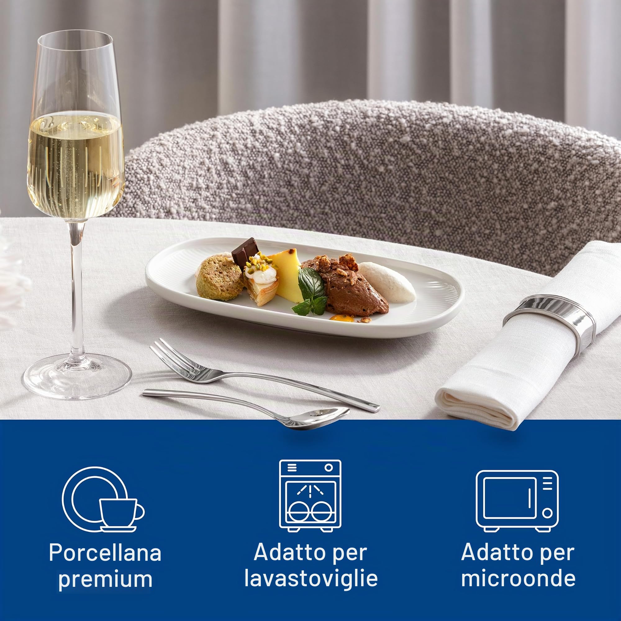 Villeroy & Boch - Afina piatto universale, piatto da portata per pietanze, lavabile in lavastoviglie, utilizzabile nel microonde, porcellana Premium Made in Germany, bianco
