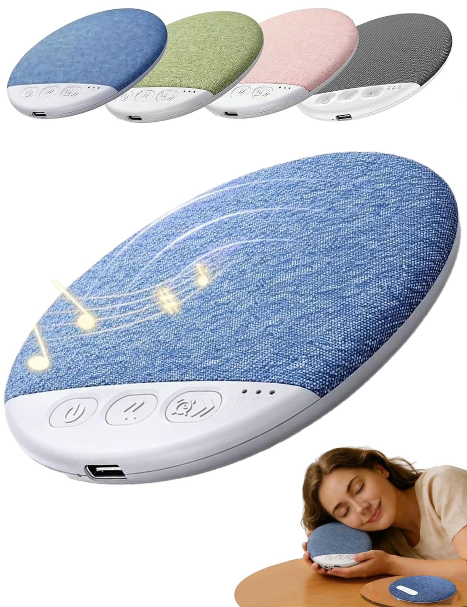 sleep pillow speaker, ultra thin bluetooth pillow speaker for side sleeper under pillow sleep aid for insomnia with auto-off timer white noise machine for listening hi-fi stereo bass sound (blue)