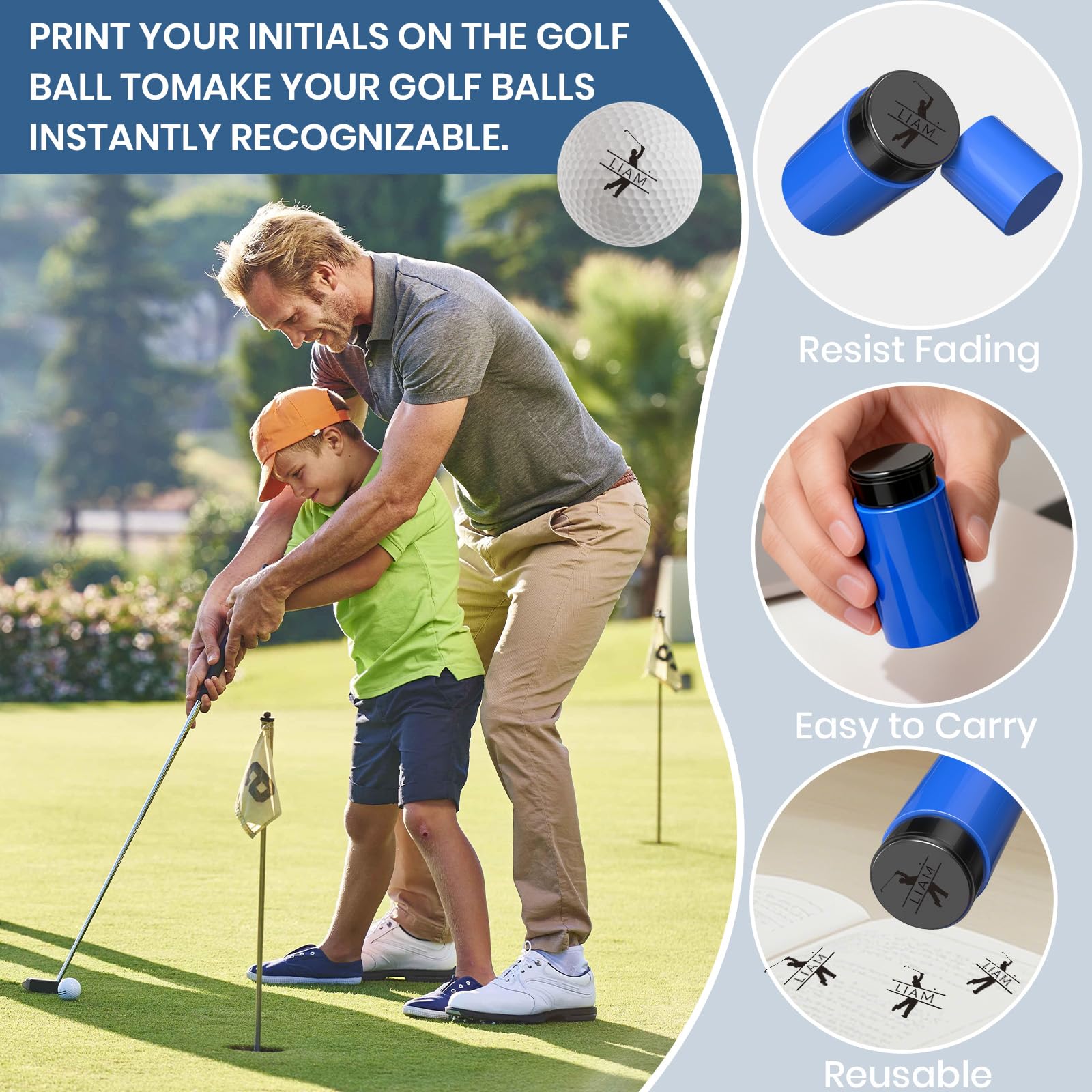 Sello personalizado de pelota de golf autoentintado marcador de monograma