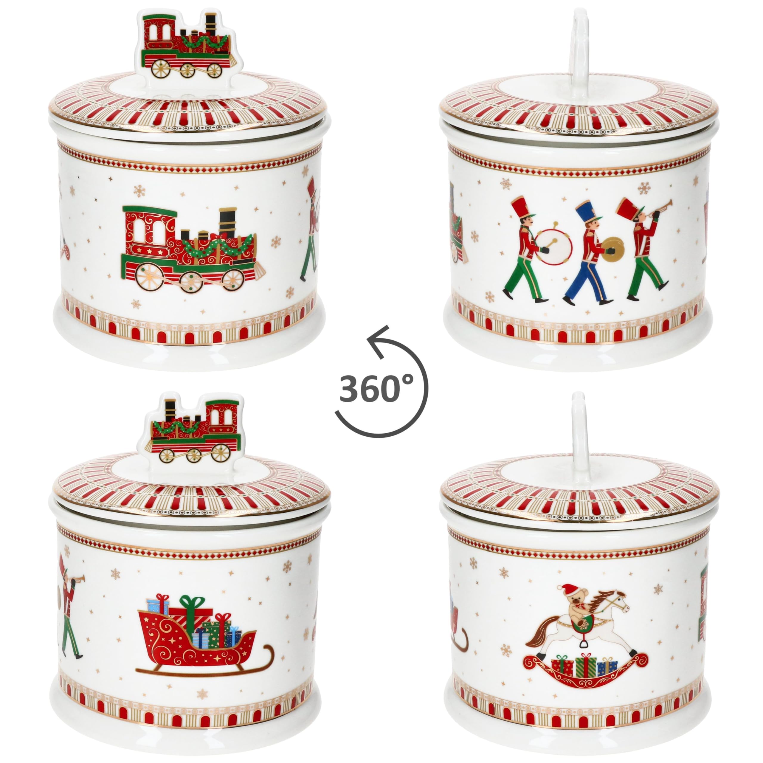 MamboCat Boîte à biscuits Polar Train I (l x H) 14 x 16,5 cm I Boîte à biscuits ronde de Noël I Boîte de rangement Boîte de conservation Boîte en métal I Noël