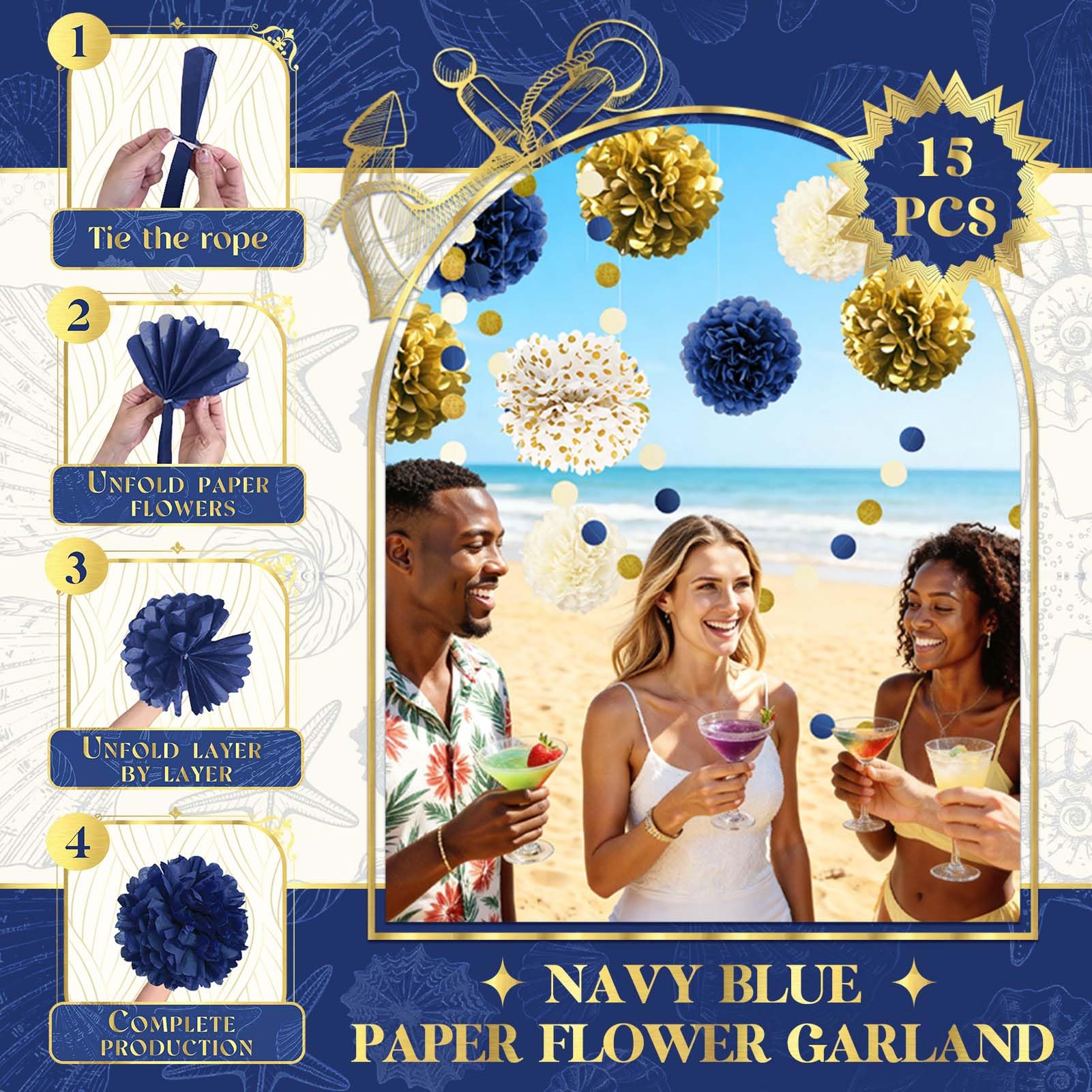 NICROLANDEE Decorazioni per feste, 12 pompon in carta velina per matrimoni, compleanni, fidanzamenti, baby shower neutri, per feste nuziali, 12 pezzi
