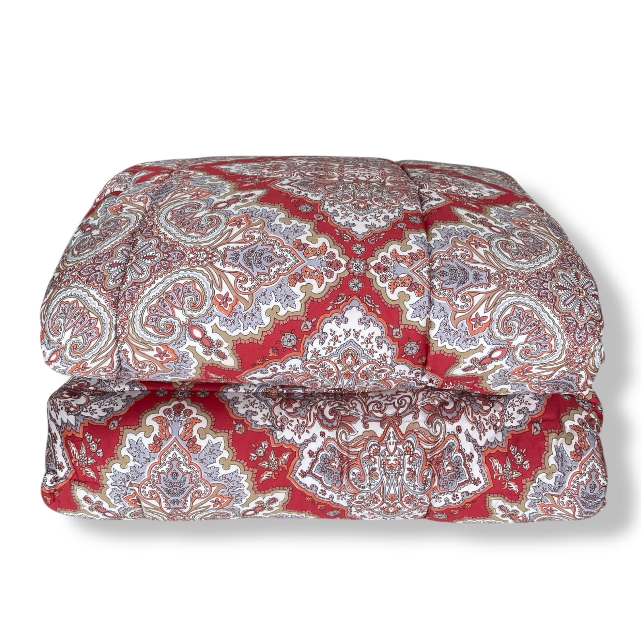 Bassetti Trapunta Matrimoniale Art. Marechiaro 260x260 cm – Collezione Granfoulard Invernale – Raso di Puro Cotone con Imbottitura Anallergica 320g/m² – Made in Italy (Rosso)