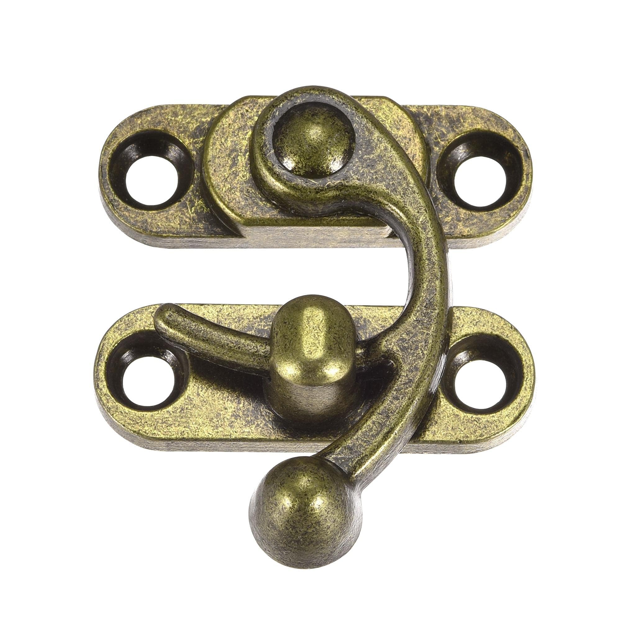 Antique Vintage Lock Clasp Right Latch Hook Hasp 45mmx39mm Swing Arm Catch Bronze Tone 2 Pcs