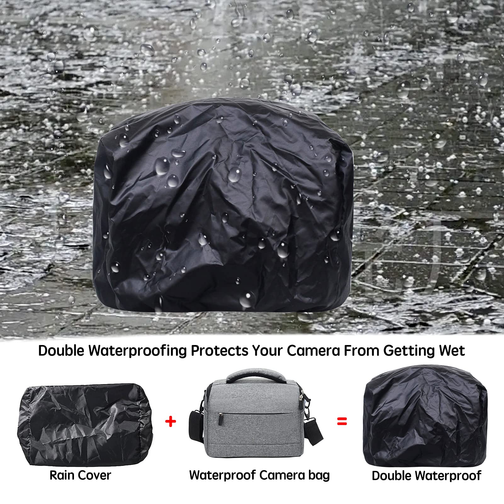 Borsa Fotografica 26 x 19 x 15 cm Custodia Macchina Reflex Videocamera Impermeabile Antiurto Slr Bag con Tracolla Regolabile e Parapioggia per Dslr Digitale Camera, Grigio