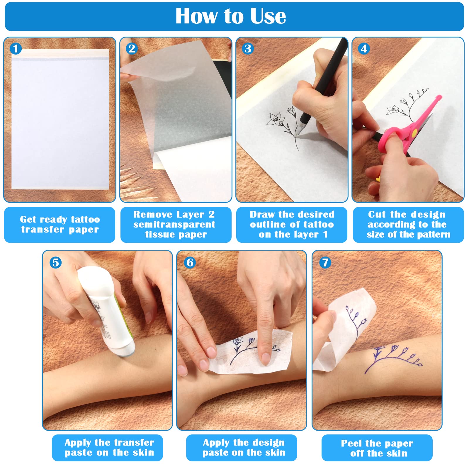 Tattoo Transferpapier 30 Blatt A4 - Kohlepapier Für Tattoo Schablonen & Stencils