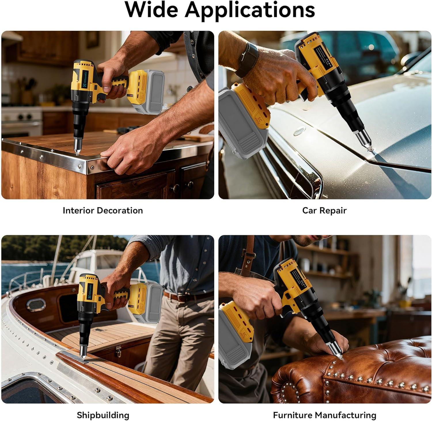 Cordless Rivet Nut Tool Kit Compatible with 20V Battery(Tool Only),Brushless Cordless Rivet Gun with 3 Size (1/8",5/32",3/16") Rivets and Rivet Head,Pop Rivet Gun for Metal, Plastic and Leather