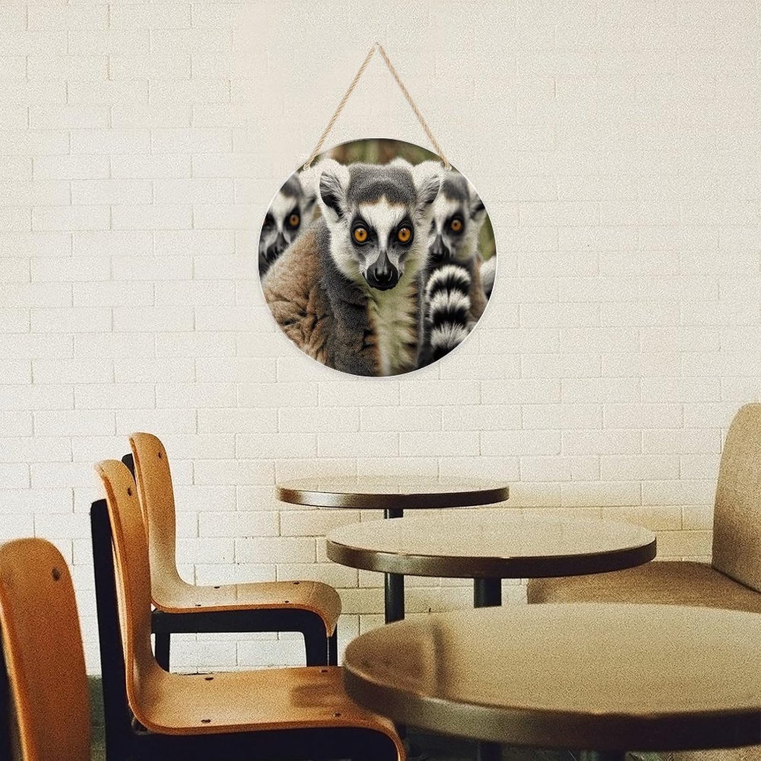Animals Lemur Pattern Round Acrylic Keychain Blanks Clear Circle Acrylic Ornament Blanks for DIY Crafts Keychain Pendant Jewelry Making