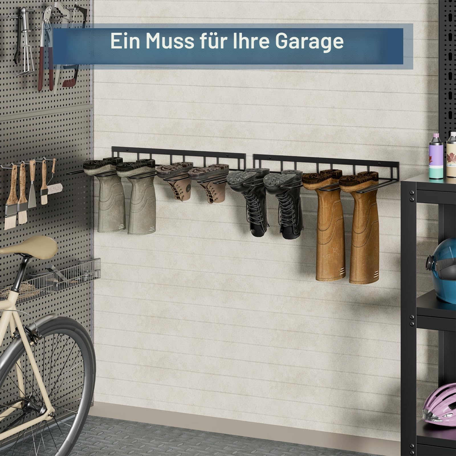 zacurter schuhregal wand, schuhregal metal schwarz outdoor, shoe organize rack für 4 Paar, schuhständer für Stiefel,Gummistiefel,Arbeitsstiefel am Eingangsbereich,Flur,Terrasse