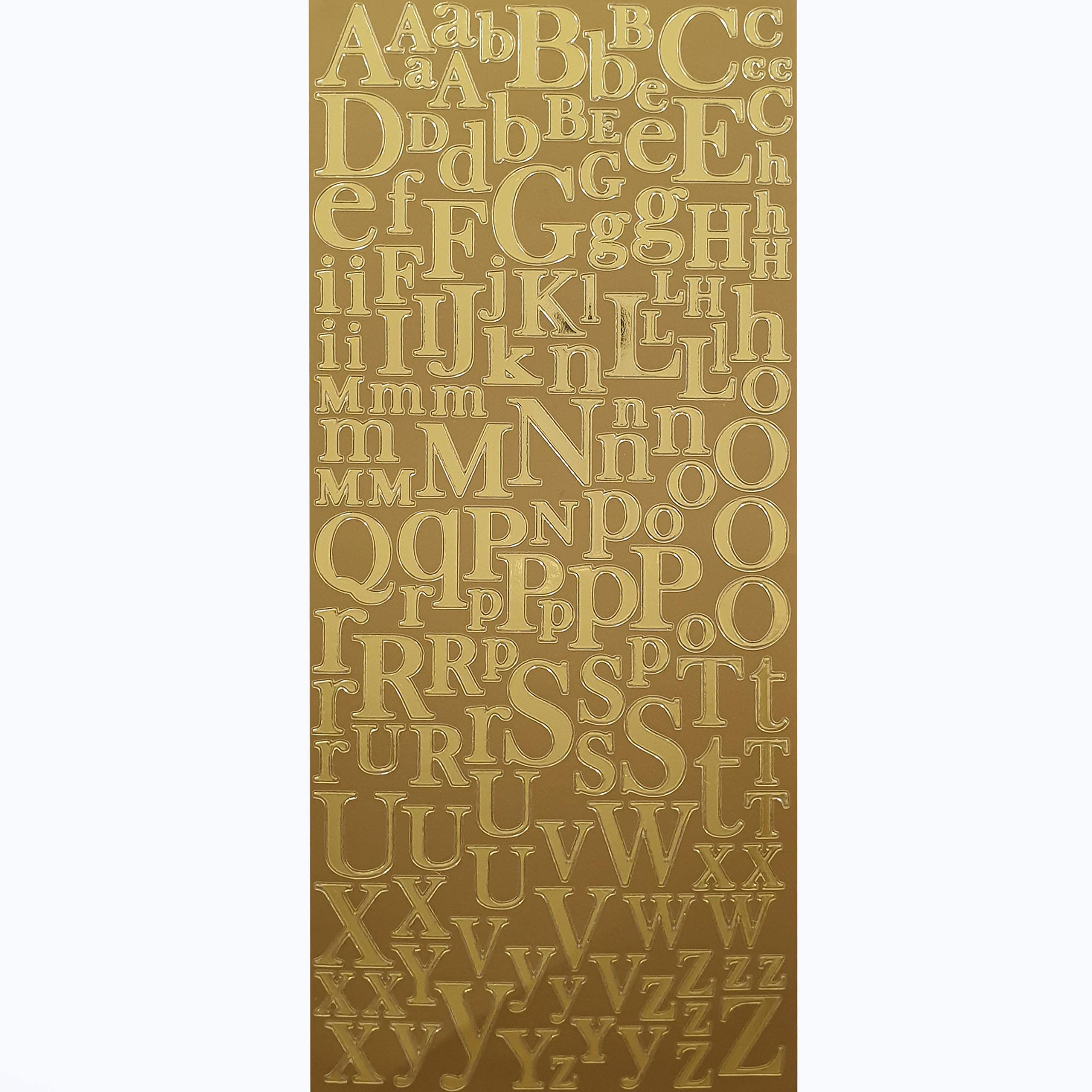 Pebble Eleven Gold Premium Quality Letter Stickers, Self Adhesive A-Z Alphabet Outline Stickers For Art Craft Decoration (Mixed Serif )