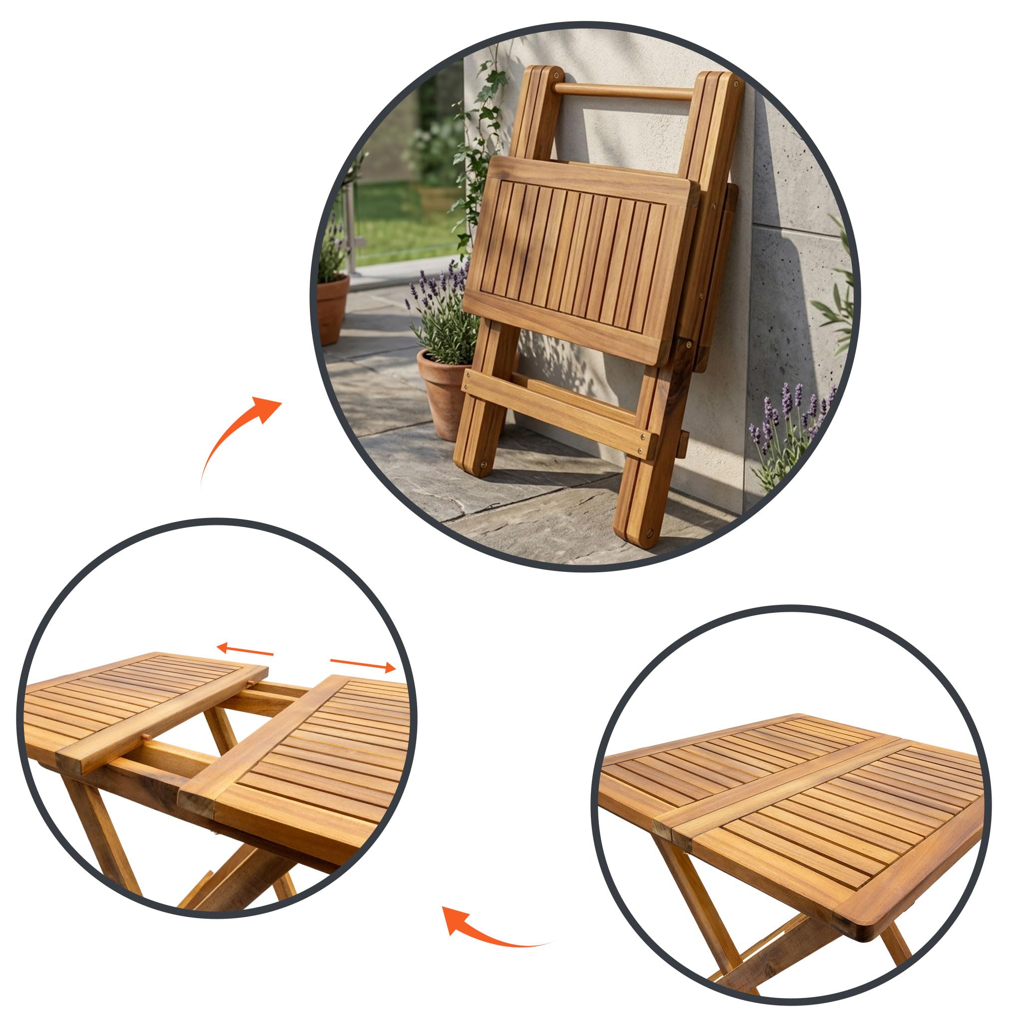 Spetebo table de jardin en acacia huilé - 50 cm - Pliante pour intérieur et extérieur - D'appoint pour balcon, terrasse, jardin - Bistrot massive