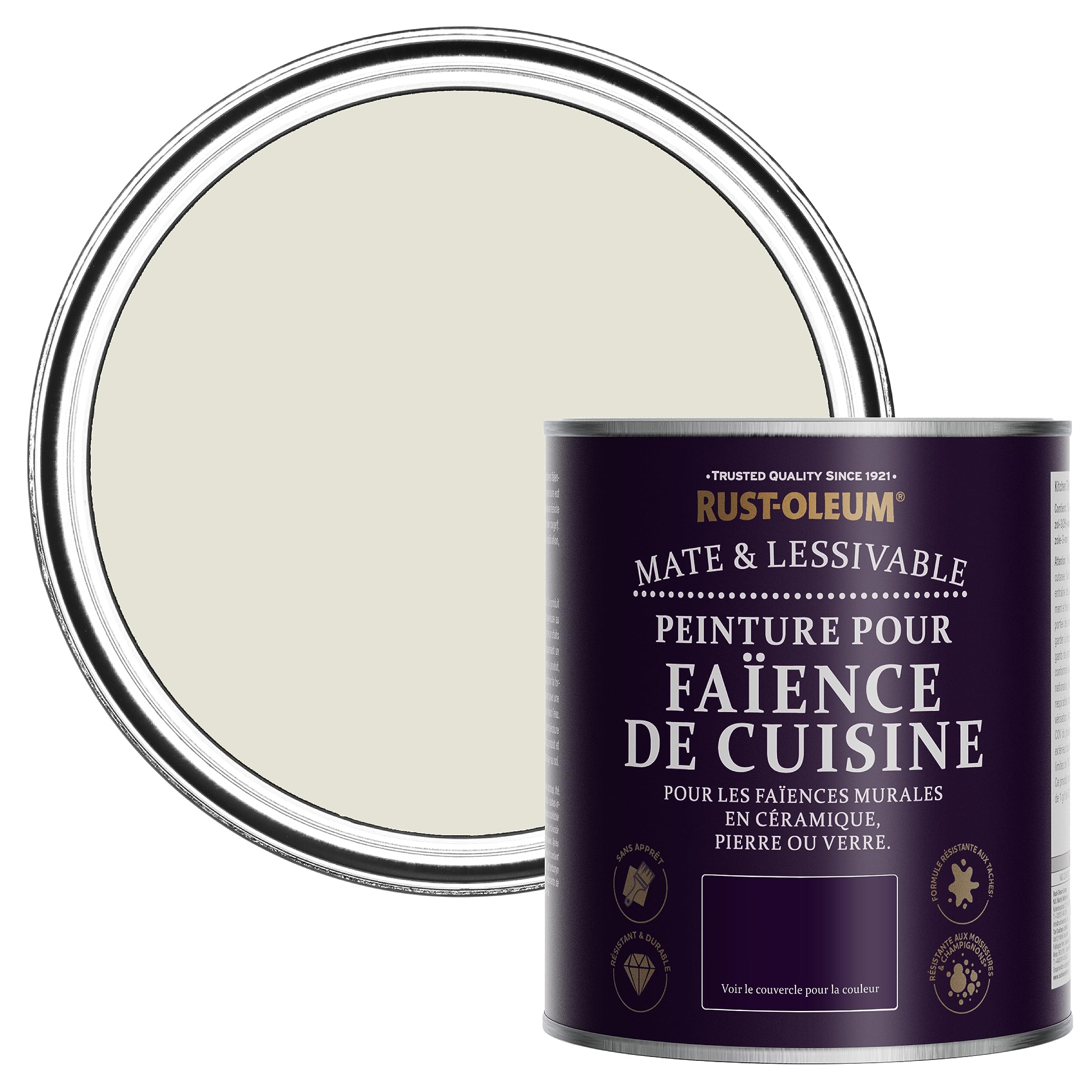 Rust-Oleum Peinture Beige Résistante à l'eau pour Faïence de Cuisine, Finition Mate - Ciment 750ml