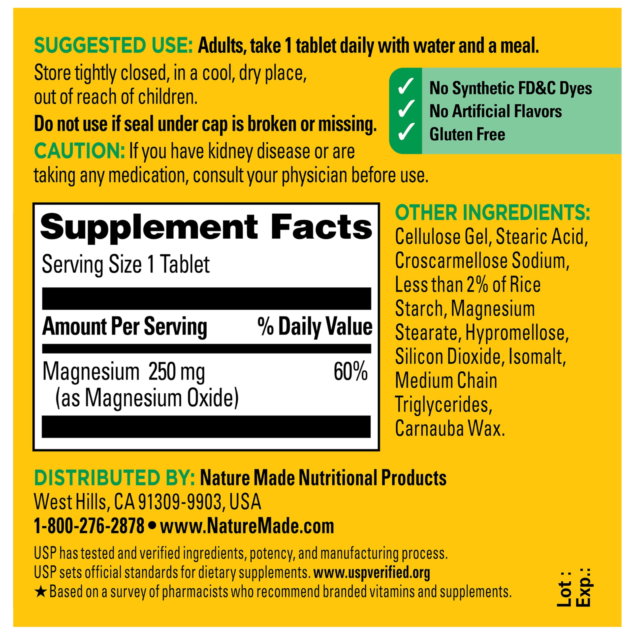 Nature Made Magnesium Oxide 250 mg, 100 Tablets — Amazon image 7