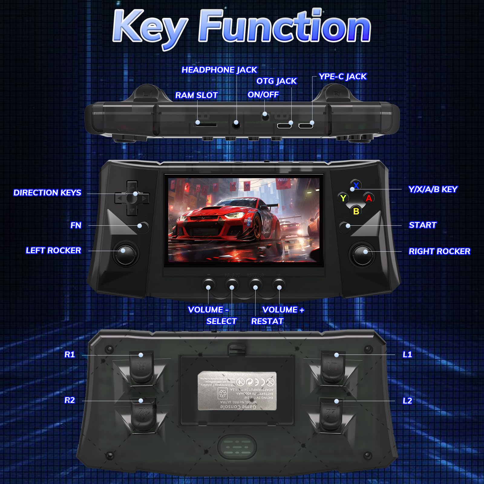 RegiisJoy R50 Ultra 50000 in 1 Handheld Game Console, 4.5 Inch IPS Screen Retro Gaming Consoles Main Emulators, Portable Mini Pocket Arcade Linux System - Image 3