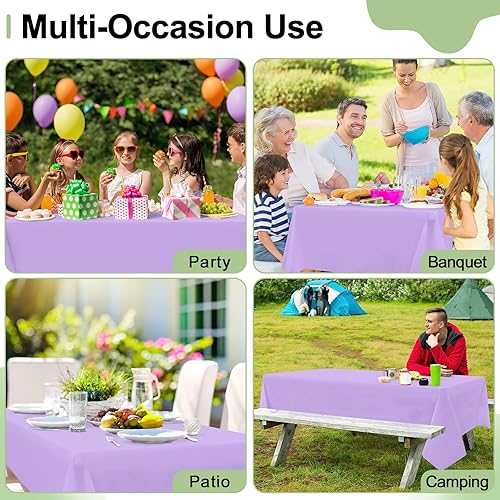 Miniatura 7 de misaya Paquete de 6 manteles desechables, 54 x 108 pulgadas, mantel de plástico impermeable y rectangular, para picnic, cumpleaños, fiesta, lavanda