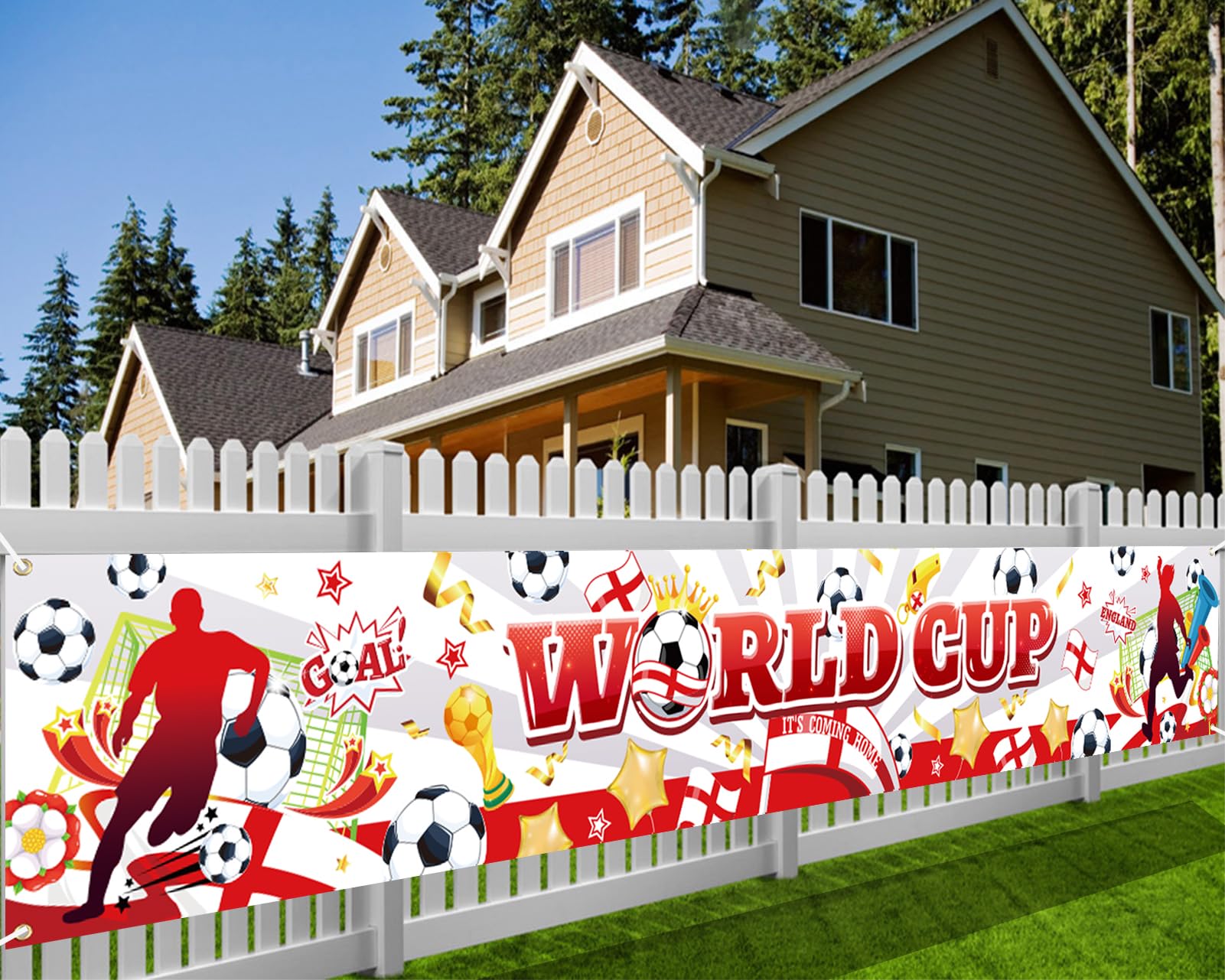 DPKOW England Football Banner World Football Decorations 2026, Long Fabric 2026 England Football Photo Backdrop Banner 2026 World Sports Tournament Party Decorations for Restaurant Bar Home, 270*40cm — image 1