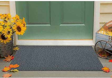 Amazon Brand - Solimo Rubber & Polyvinyl Chloride Modern Anti Slip Door Mat (Grey, 24
