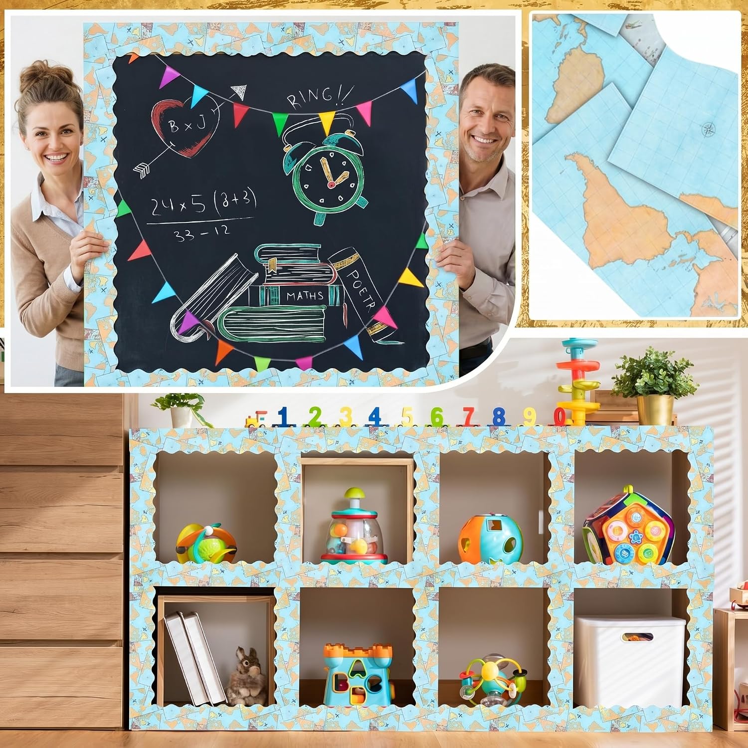 Panelee Travel the Map Border 68.9 Feet Bulletin Board Border image 4