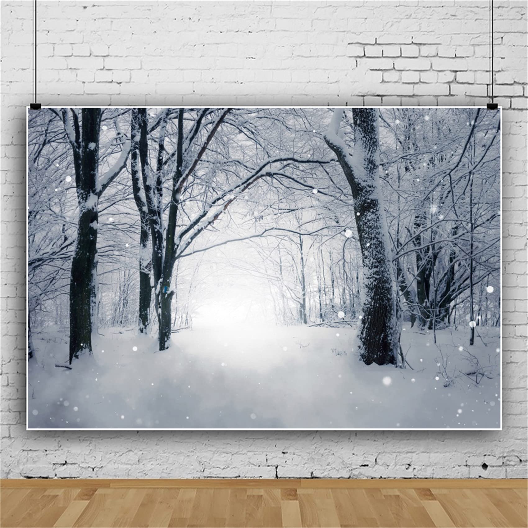 YongFoto 2,2x1,5m poliestere Sfondo Fotografico Natale Paesaggio innevato Montagna Casa di legno Alberi verdi Natura Inverno Fondale Foto Festa Bambini Boby Adulto Partito Studio Fotografico Puntelli