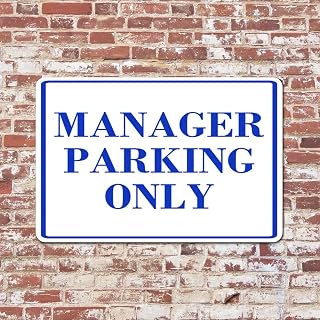 Manager Parking Only Metal Signs Property Vintage Funny Signs Notice Aluminum Sign 8" x 12" Wall Art Poster Tin Plaque Decor for Home Bar Yard Kitchen Easy to Mount