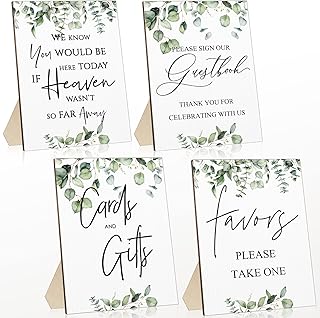 Roowest 4 Pcs Wedding Memorial Table Sign in Loving Memory Cards and Gifts If Heaven Wasn't So Far Away Wedding Signs for Ceremony and Reception