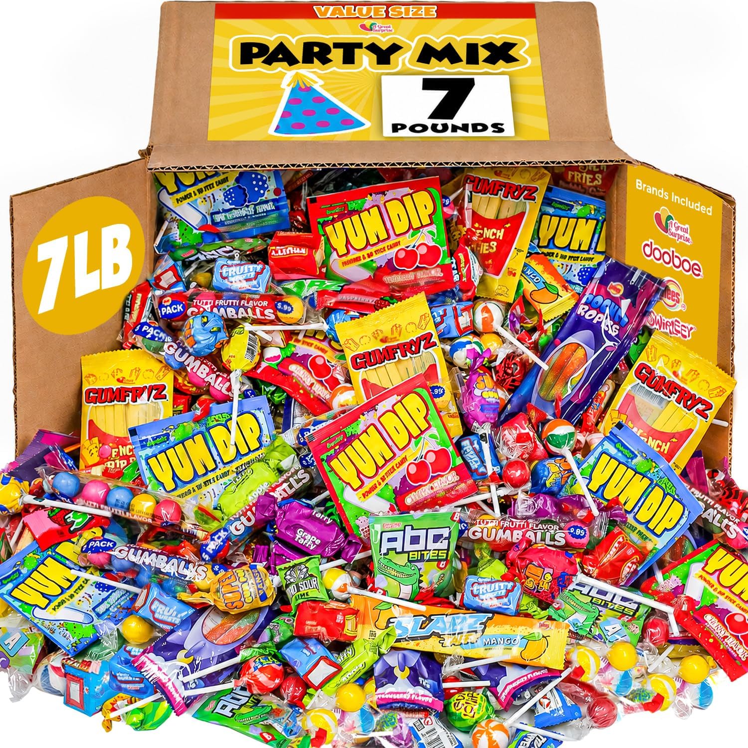 A Great Surprise Assorted Candy Mix - 7 Pound BOX - Individually Wrapped Candies - Pinata Candy Mix