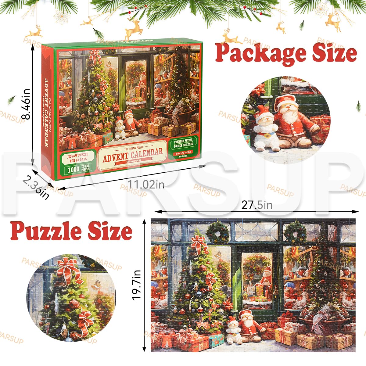 Adventskalender Puzzle 1000 Teile – 24 Tage Weihnachts-Countdown, „Die Geburt Christi“, 70x50 Cm Fertig