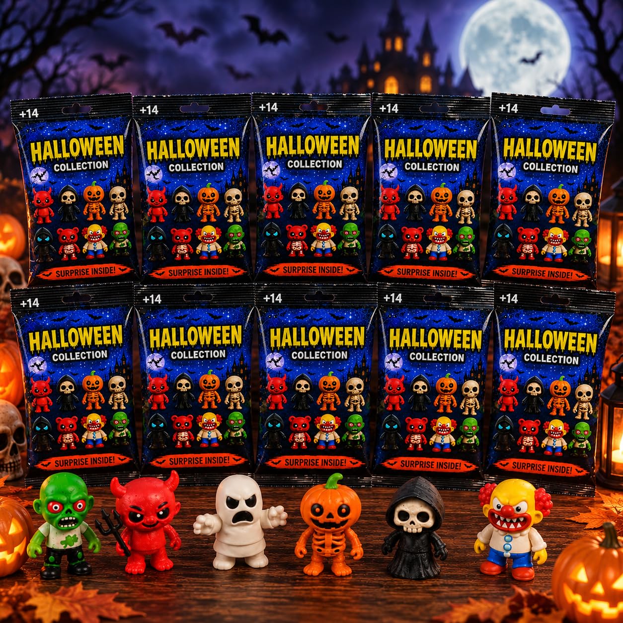 Genérico Buste sorpresa dei mostri classici, collezione Halloween, figura da collezione misteriosa con varianti speciali (10 buste)