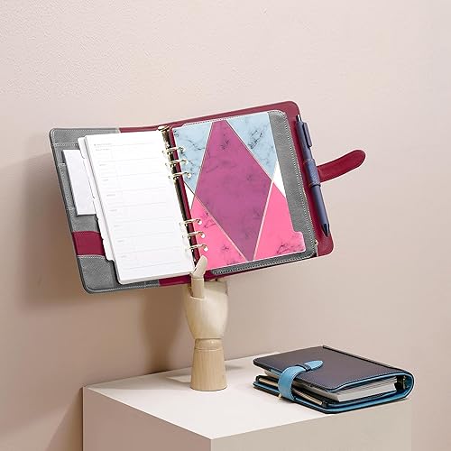 Miniatura 5 de Guokichy Diario de composición de viaje, cuaderno de anillos redondos, planificador de botones, organizador de notas personales, calendario de notas