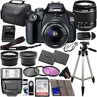 Canon EOS 2000D Rebel T7 DSLR with 18-55mm Lens, 3-Lens Kit & Photo Accessories Bundle - Renewed
