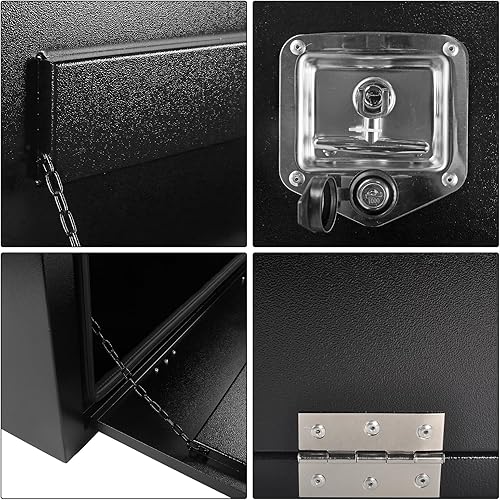 Miniatura 3 de Caja de herramientas de acero resistente de 48 pulgadas para remolque debajo de la cama, coche al aire libre con cerradura y llave, caja de